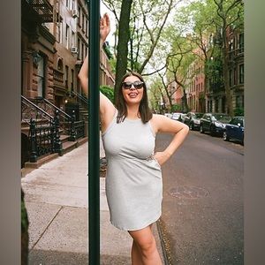 Brooch Side Sleeveless T-Shirt Dress in Gray / XL